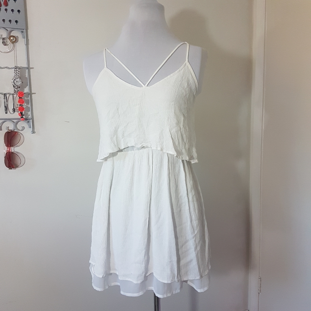 Forever21 White Layered Skater Dress